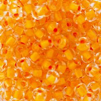 50g 2/0 Crystal Colorlined Neon Orange Seed Beads
