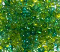 50g 2/0 Transparent Crystal, Lime, & Turquoise Seed Beads