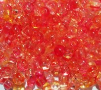 50g 2/0 Transparent Crystal, Orange, & Cherry Seed Beads