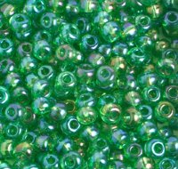50g 2/0 Transparent Medium Green AB Seed Beads