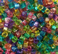 50g 3x3mm Mixed Pastel Silverlined Tiny Cube Beads