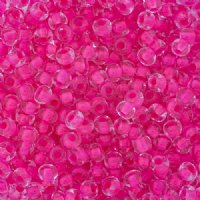 50g 6/0 Colorlined Neon Pink Seed Beads
