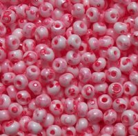 50g of White & Pink Terra Melafyr 6/0 Seed Beads