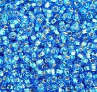 50g 8/0 Silverlined Aqua Seed Beads