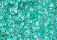 50g 2/0 Crystal Colorlined Teal Green Seed Beads