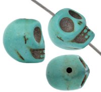 14 13mm Turquoise Dyed Magnesite Skull Beads