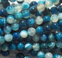 15 inch strand 6mm Round Dyed Blue Texture Agate Beads