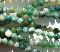 16 inch strand of 4mm Round Moss Agate Beads