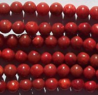 16 Inch Strand of 6mm Dyed Red Round Sponge Coral Beads