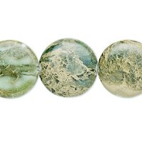 1 18mm Aqua Terra Jasper Flat Coin Bead