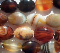 16 inch strand of 18x13mm Autumn Banded Agate Flat Oval Beads