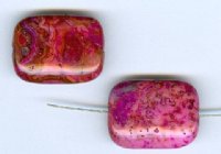2 20x15x6mm Flat Rectangle Dyed Pink Crazy Stone