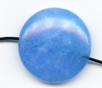 1, 25x6mm Dyed Malaysian Blue Jade Coin Bead