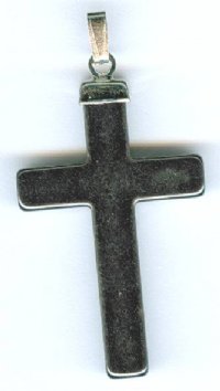 1 34x22mm Hematite Cross with Silver Bail and Ring