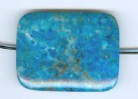 1 40x30mm Flat Rectangle Dyed Blue Crazy Stone Bead