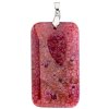 55x32mm Dyed Fuchsia Agate Rectangle Pendant with Silver Plate Bail