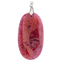 55x32mm Dyed Fuchsia Agate Oval Pendant with Silver Plate Bail