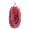 55x32mm Dyed Fuchsia Agate Oval Pendant with Silver Plate Bail