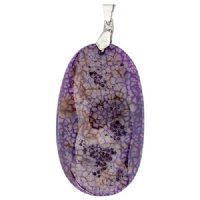 55x32mm Dyed Purple Agate Oval Pendant with Silver Plate Bail