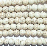 16 inch strand of 6mm Round Cream Howlite Beads