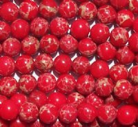 16 inch strand of 6mm Round Red Imperial Jasper Beads