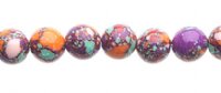 8 Inch Strand of Global Chic Reconstructed Stone 6mm Round Beads - Abstract Mint & Orange
