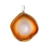 40mm Amber Agate Slice Pendant with Silver Plate Bail