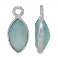 1 10x6mm Faceted Chalcedony and Sterling Silver Marquis Pendant