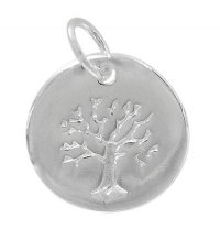 1, 12mm Sterling Silver Round Tree of Life Charm Pendant