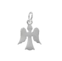 1, 12x11mm Sterling Silver Flat Angel Charm Pendant