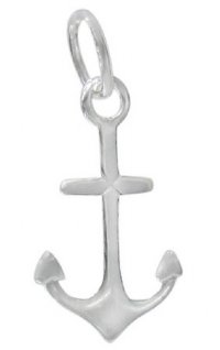 1, 12x12mm Sterling Silver Anchor Charm Pendant