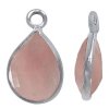 1, 14x8mm Faceted Rose Quartz and Sterling Silver Teardrop Pendant