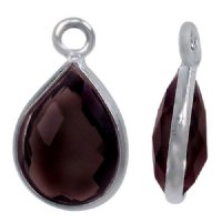 1 14x8mm Faceted Garnet and Sterling Silver Teardrop Pendant