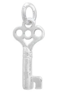 1, 15x12mm Sterling Silver Key Charm Pendant