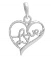 1, 16.5mm Sterling Silver Love Heart Charm Pendant