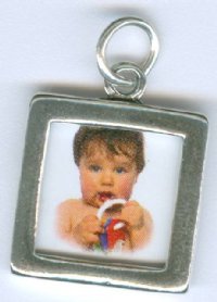 1 17mm Sterling Silver Double Sided Square Photo Frame Pendant
