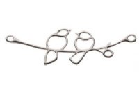 SS4160 1, 35x12mm Sterling Silver Lovebirds on a Branch Connector Bar / Link