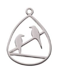 SS5062 1, 20x15mm Sterling Silver Birds on a Wire Pendant