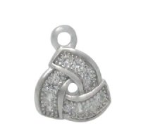 1 7.5mmx7.5mm Rhodium On Sterling Silver Cubic Zirconia Triquerta Knot Pendant