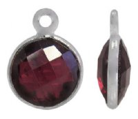 1, 9mm Faceted Garnet and Sterling Silver Round Pendant