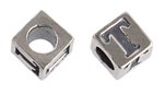 Sterling Silver Alphabet Bead "T"