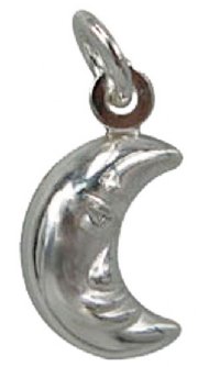 1 10x7mm Puffed Sterling Silver Moon Charm Pendant