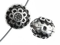 1 10mm Sterling Plated Acrylic Flat Round Puffed Round Flower Bead