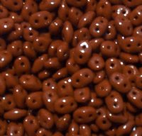 DUO513600 - 10 Grams Opaque Chocolate Brown 2.5x5mm Super Duo Beads