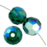 10 6mm Round Swarovski Beads - Emerald AB
