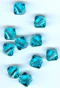 10 8mm Light Turquoise Swarovski Bicone Beads