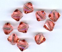 10 8mm Rose Peach Swarovski Bicone Beads 