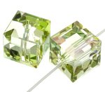 2 6mm Crystal Luminous Green Swarovski Cube Beads