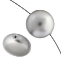 1, 16mm Light Grey Swarovski Coin Pearl Bead