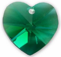 1 10mm Emerald Swarovski Heart